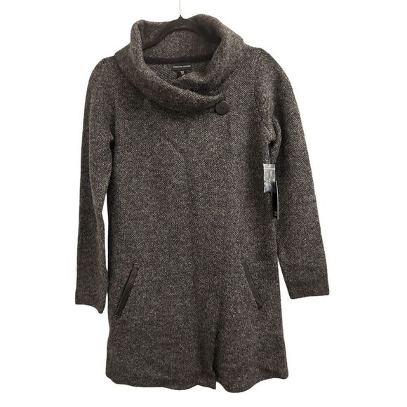 NWT Adrienne Vittadini Shawl Collar wool blend Sweater Cardigan S Charcoal Gray - Picture 1 of 10